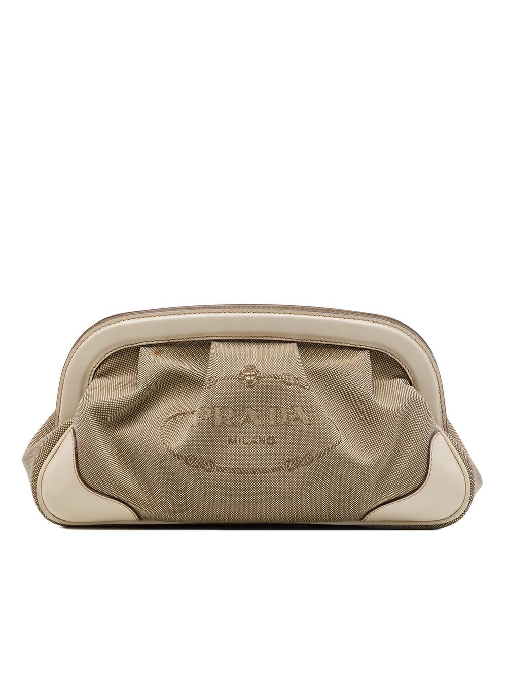 Prada Canvas Canapa Logo Frame Clutch #375338P61B